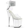 Pleaser - FLAMINGO824RS02 Sandale à bride à la cheville, Pole dance chaussures - Transparent/Couleur argent Product image